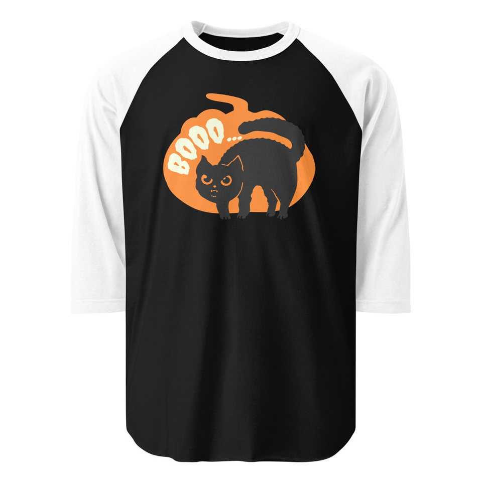 Boo - Scay Cute Cat Unisex 3/4 Sleeve Raglan Shirt