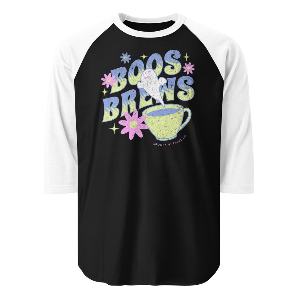 Boos + Brews - Halloween Unisex 3/4 Sleeve Raglan Shirt