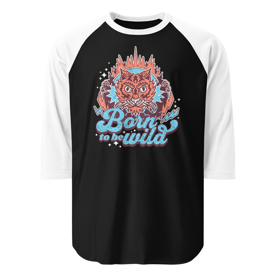 Born to be Wild - Tiger Unisex 3/4 Sleeve Raglan Shirt