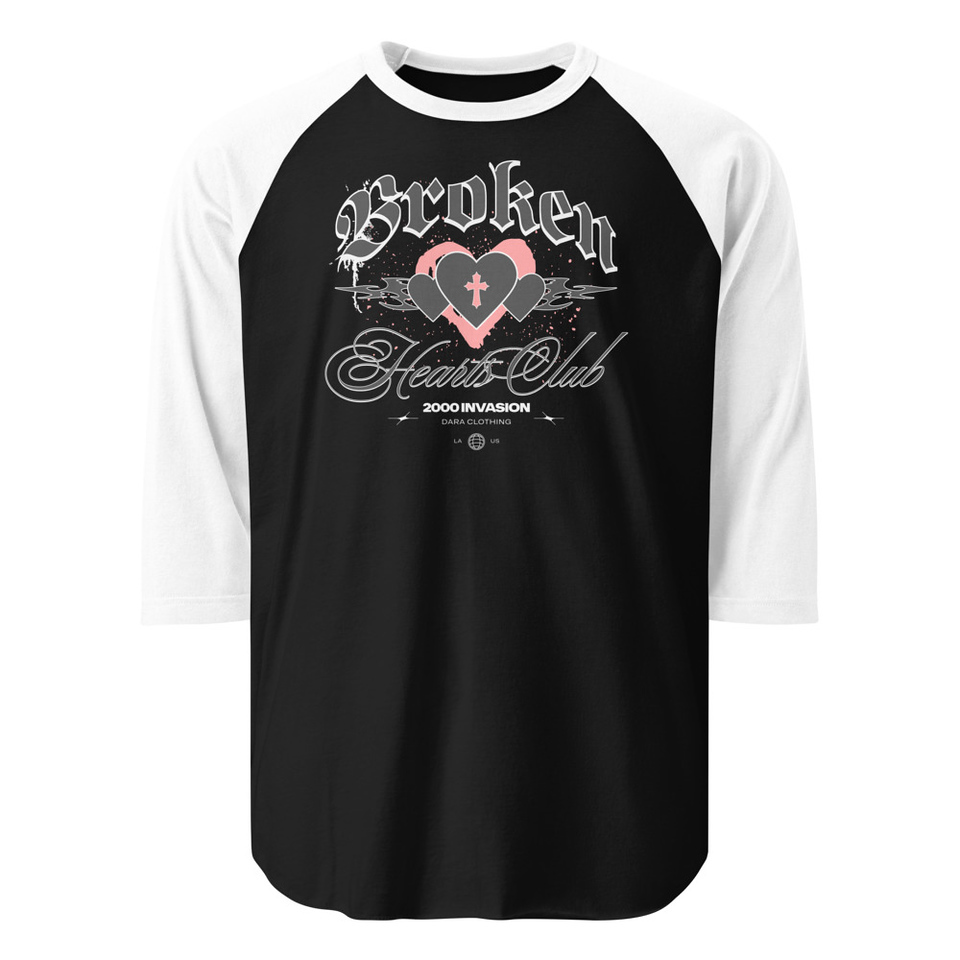Broken Hearts Club Unisex 3/4 Sleeve Raglan Shirt