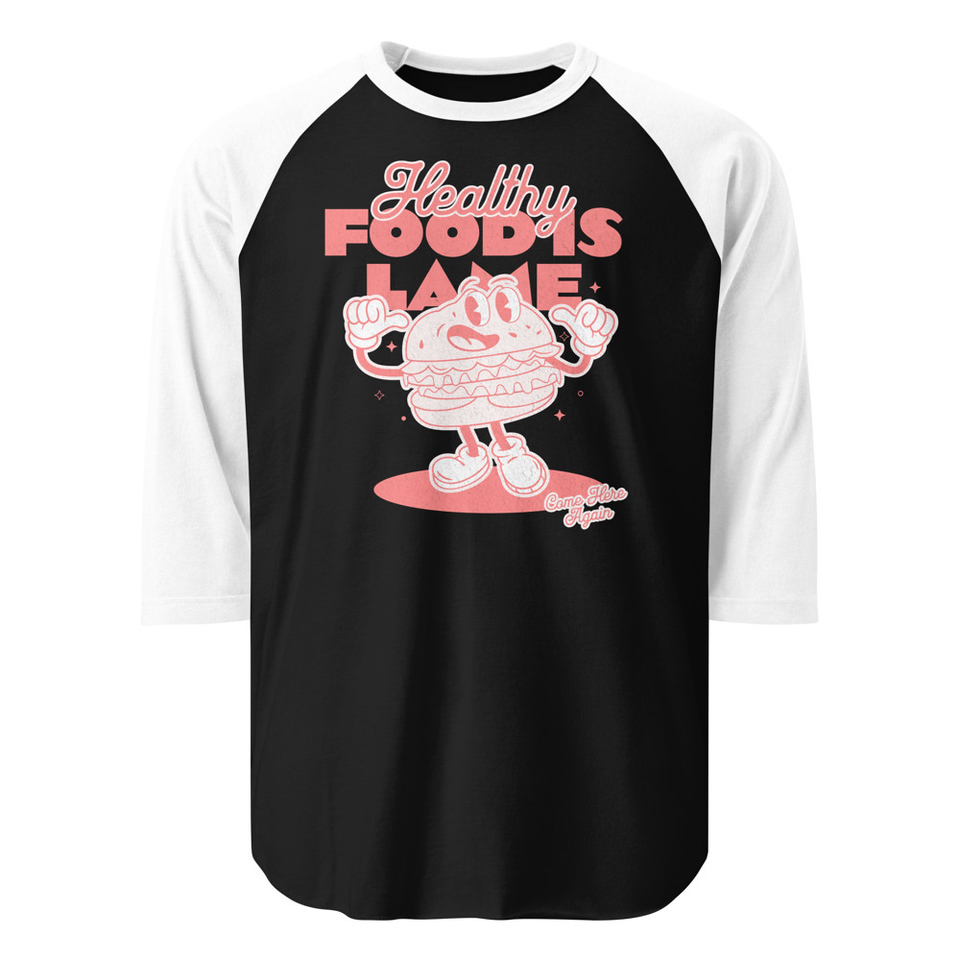 Burger Mascot Unisex 3/4 Sleeve Raglan Shirt