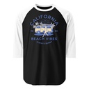 California Beach Vibes - Retro Camper Van Unisex 3/4 Sleeve Raglan Shirt