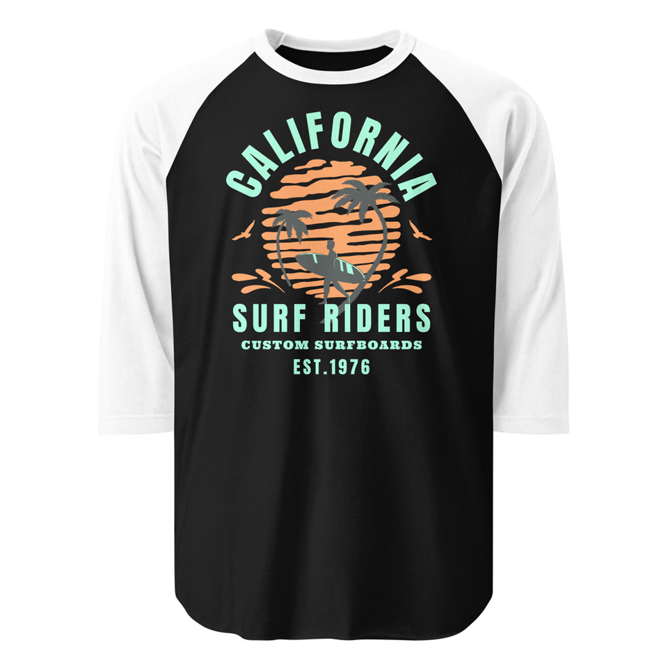 California Surf Riders - Beach Unisex 3/4 Sleeve Raglan Shirt