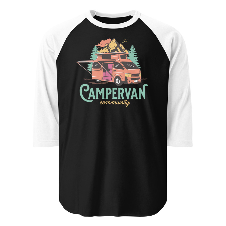 Campervan Community - Outdoor Adventure Unisex 3/4 Sleeve Raglan Shirt