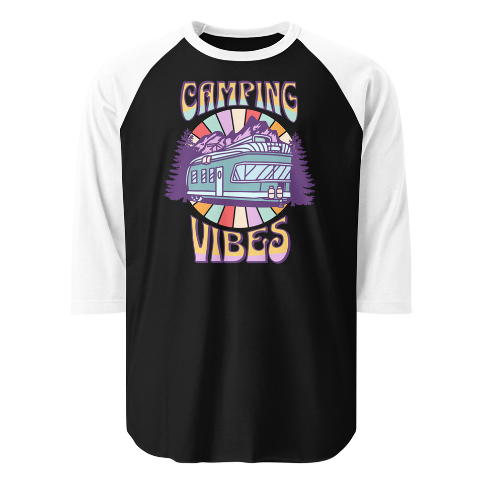 Camping Vibes Unisex 3/4 Sleeve Raglan Shirt