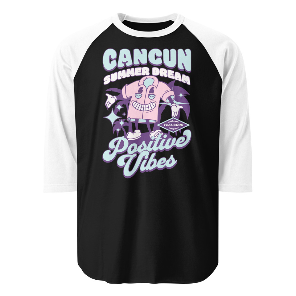 Cancun Positive Vibes Unisex 3/4 Sleeve Raglan Shirt