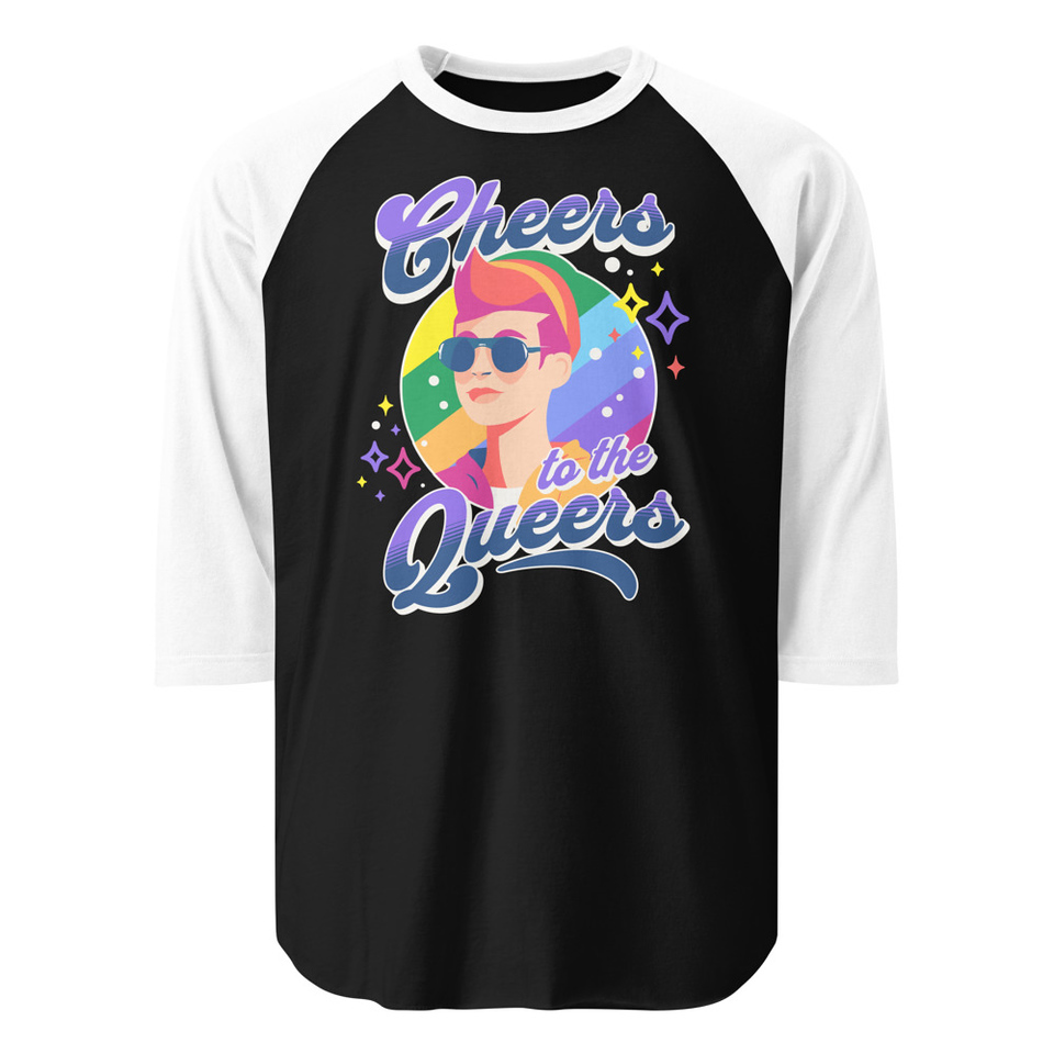 Cheers to the Queers Unisex 3/4 Sleeve Raglan Shirt