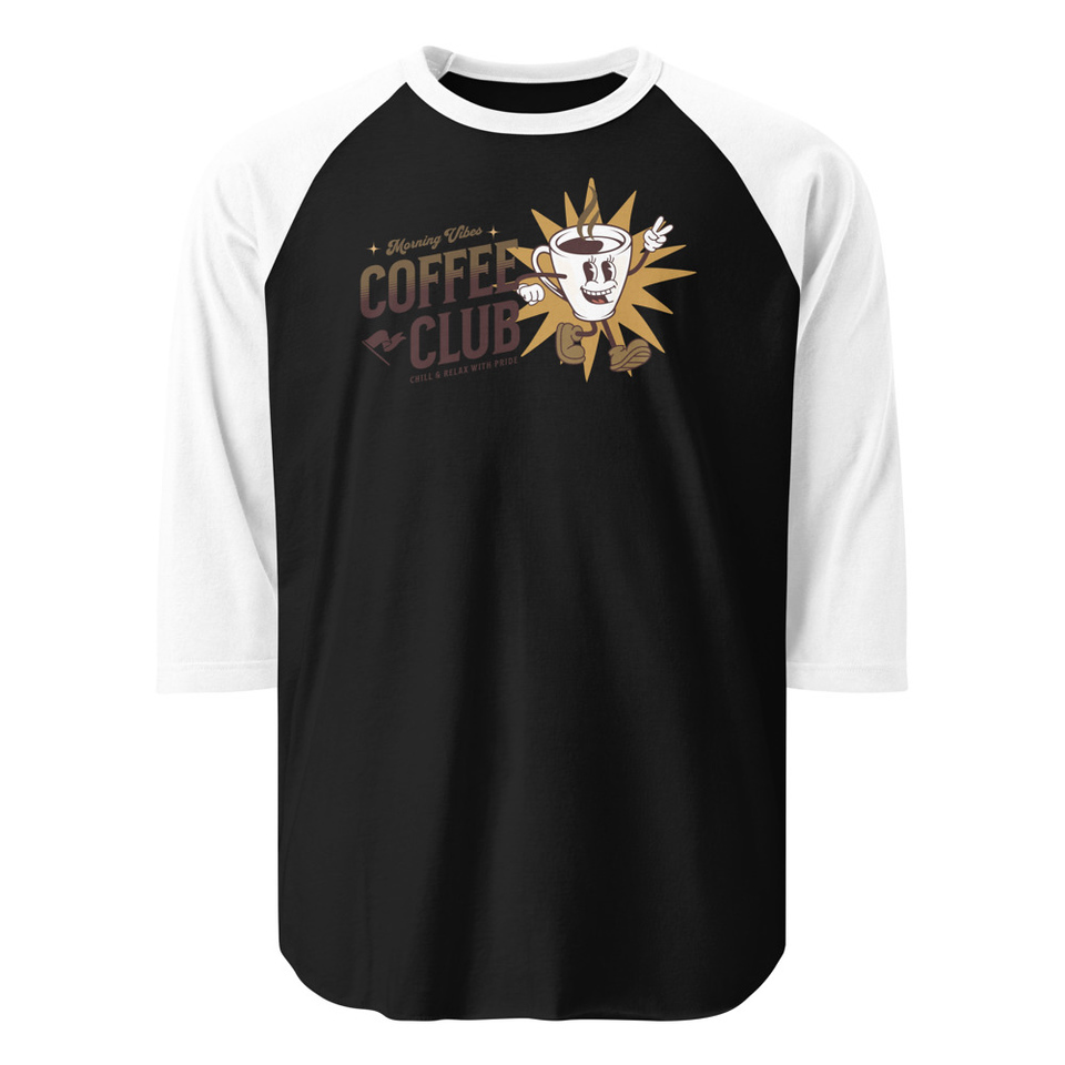 Coffee Club Unisex 3/4 Sleeve Raglan Shirt