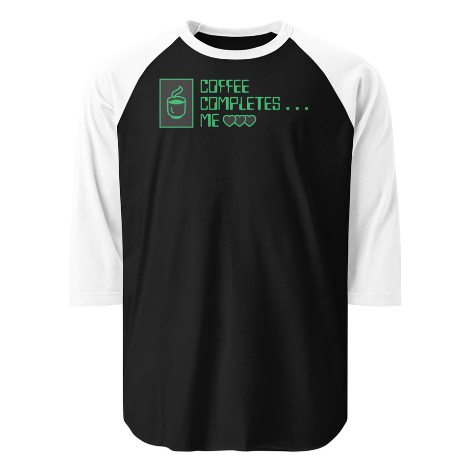 Coffee Completes Me - Neon Heart Unisex 3/4 Sleeve Raglan Shirt