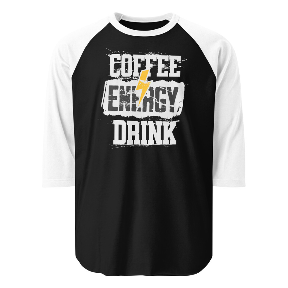 Coffee Energy Drink - Grunge Bolt Unisex 3/4 Sleeve Raglan Shirt