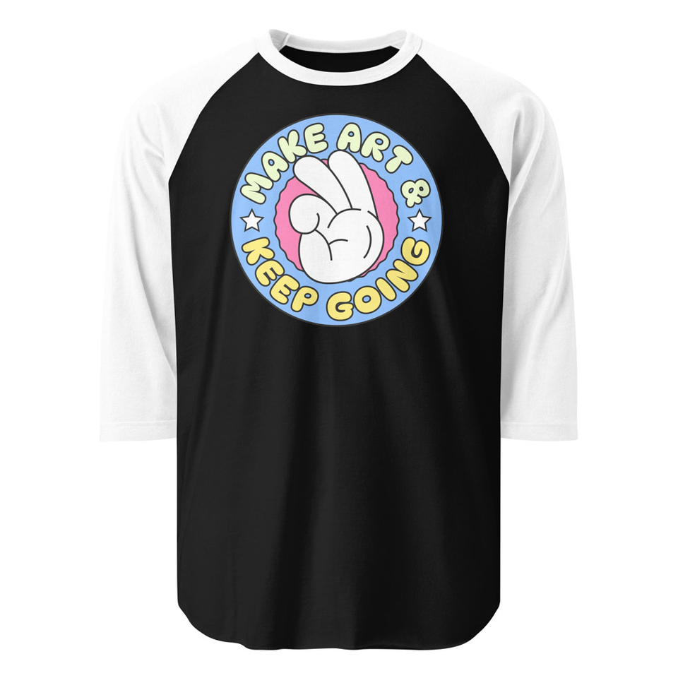 Colorful Fun Retro Style Badge Unisex 3/4 Sleeve Raglan Shirt