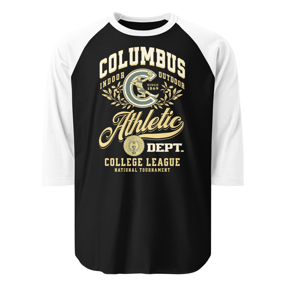 Columbus Athletic Unisex 3/4 Sleeve Raglan Shirt