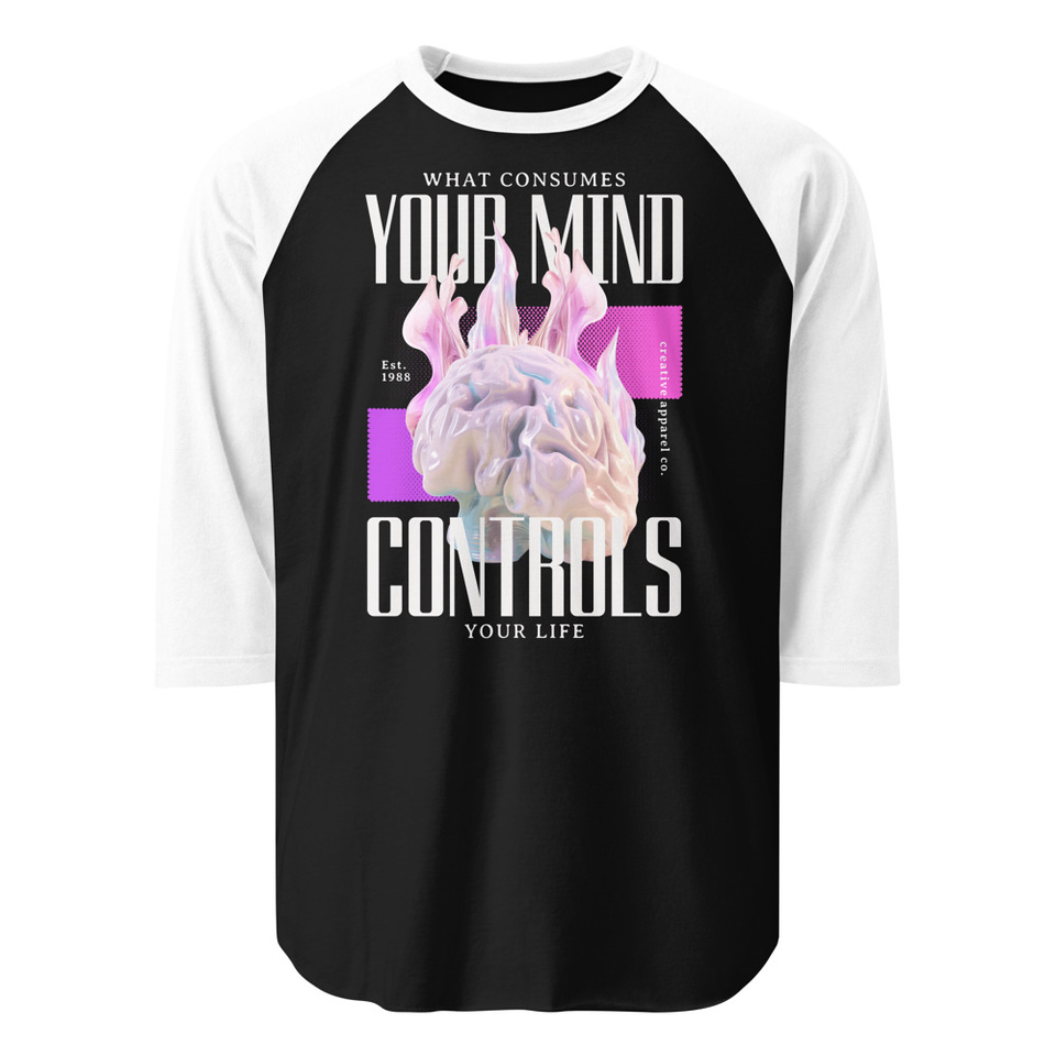 Control your Mind Unisex 3/4 Sleeve Raglan Shirt