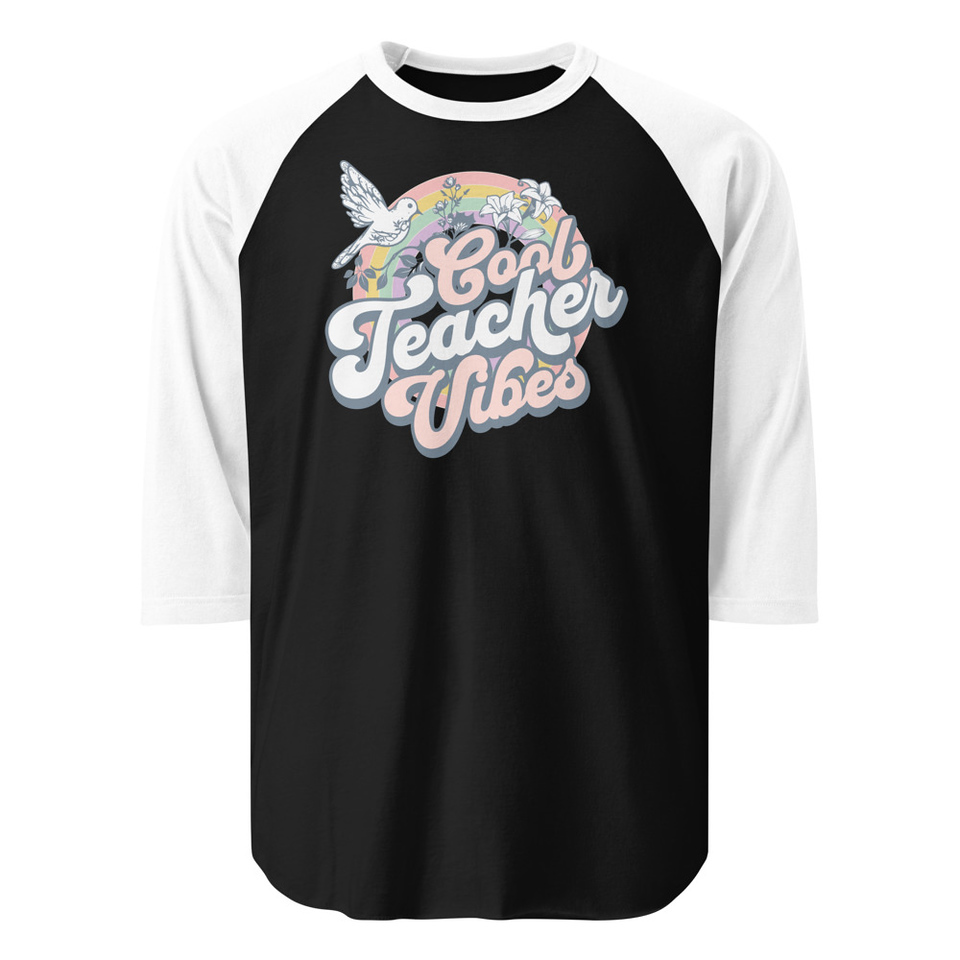 Cool Teacher Vibes Unisex 3/4 Sleeve Raglan Shirt