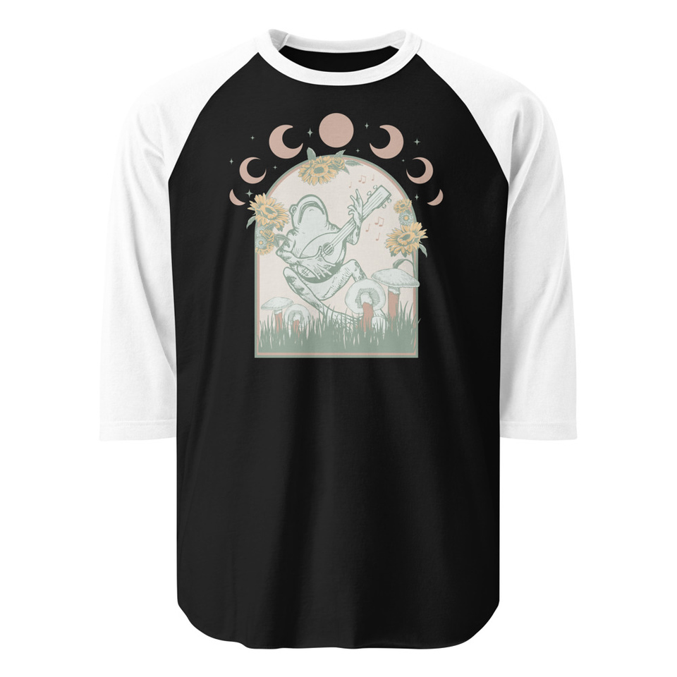 Cottagecore Frog Botanical Unisex 3/4 Sleeve Raglan Shirt