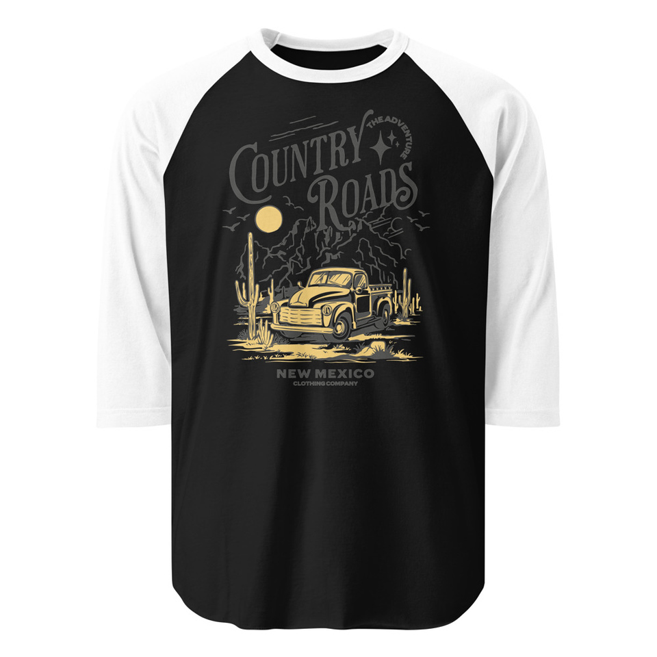 Country Roads - Wild West Unisex 3/4 Sleeve Raglan Shirt