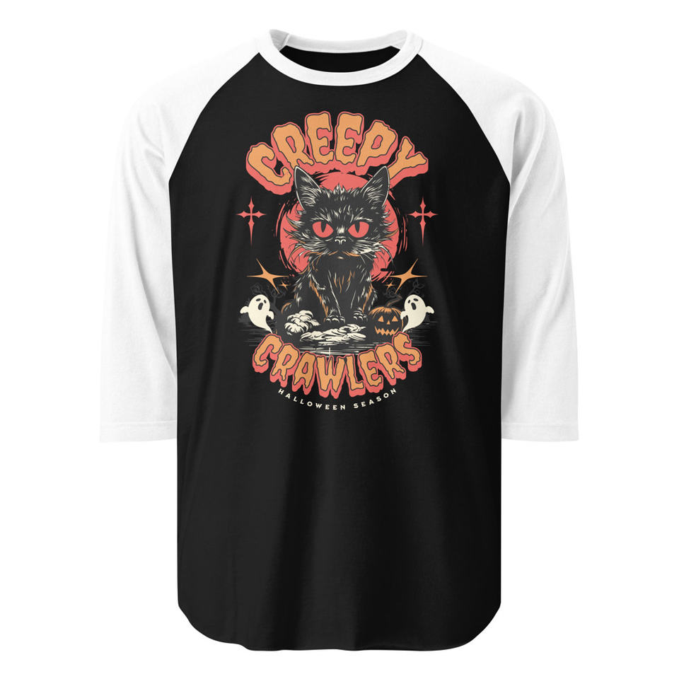 Creepy Crawlers Halloween Unisex 3/4 Sleeve Raglan Shirt