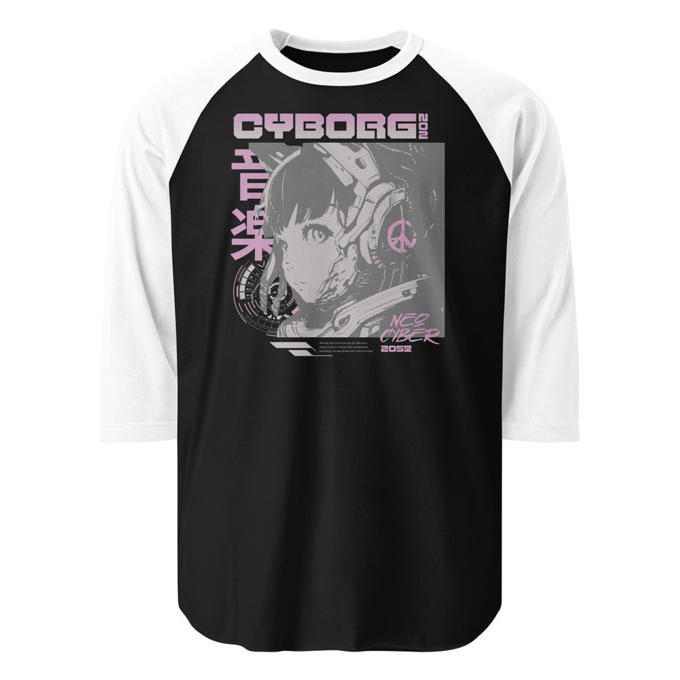 Cyborg - Y2k Style Unisex 3/4 Sleeve Raglan Shirt