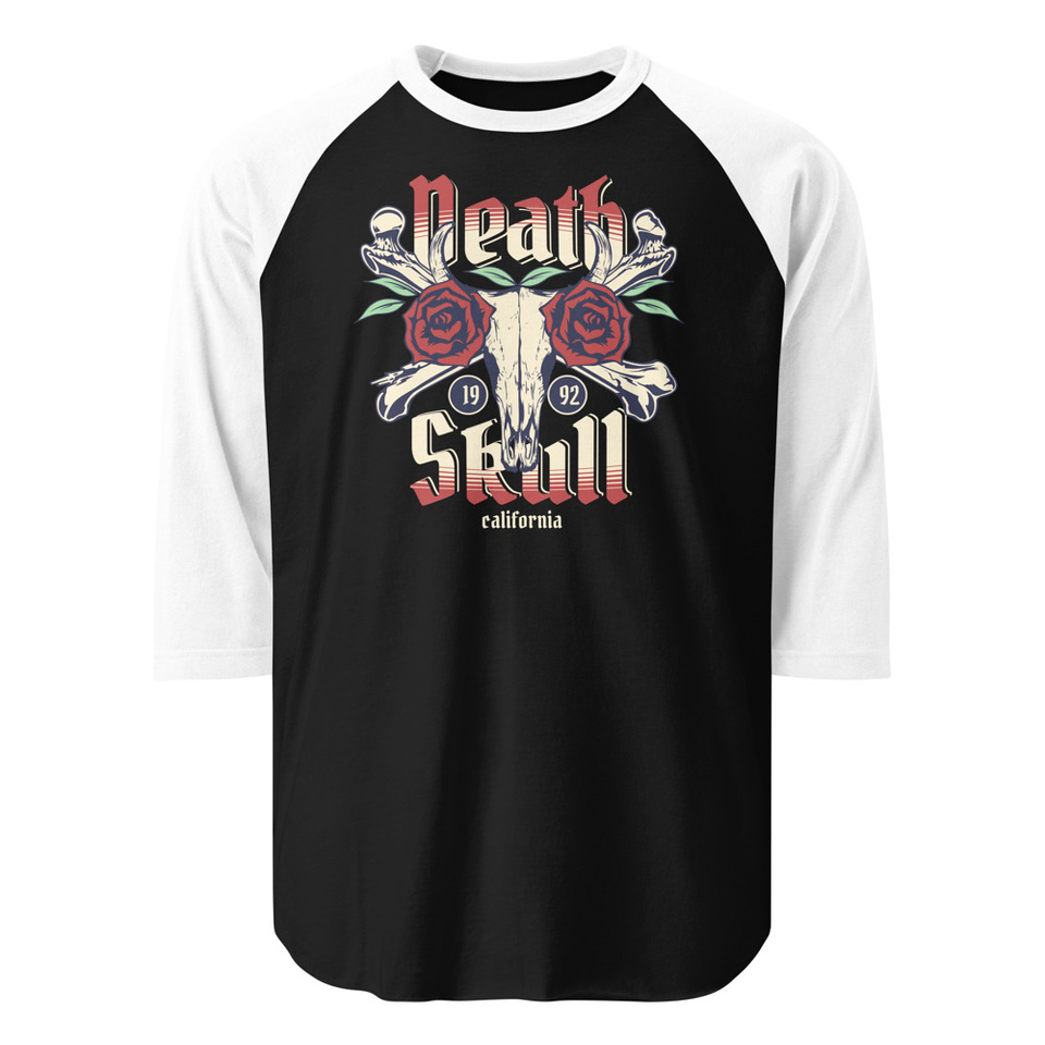 Death Skull - Flower Unisex 3/4 Sleeve Raglan Shirt