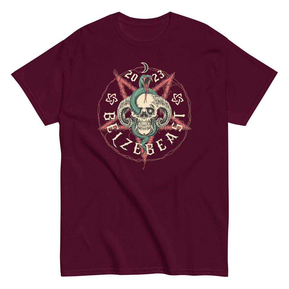 Belzebeast Pentagram - Halloween Skull with Snake Unisex Classic Tee