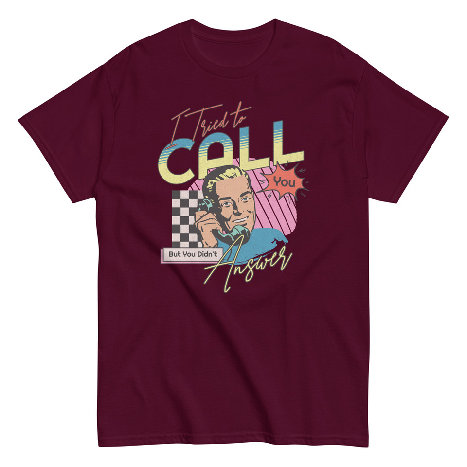 Classic Retro Illustrative Portrait Men Calling Unisex Classic Tee