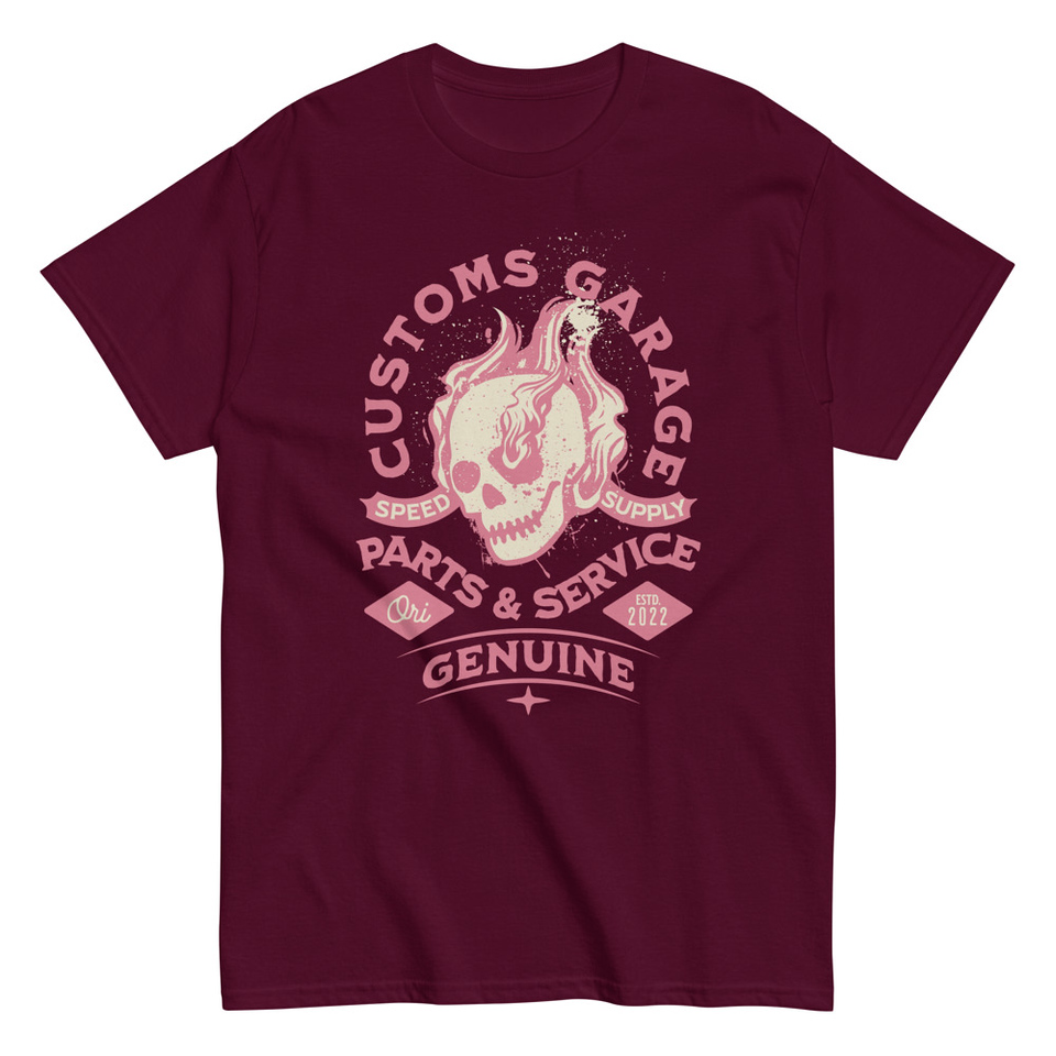 Customs Garage - Flaming Skull Unisex Classic Tee
