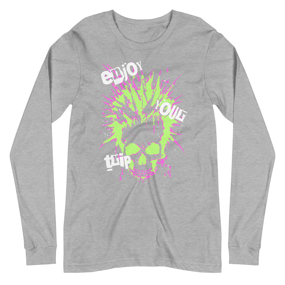 'Enjoy Your Trip' Punk Skull Unisex Long Sleeve Tee