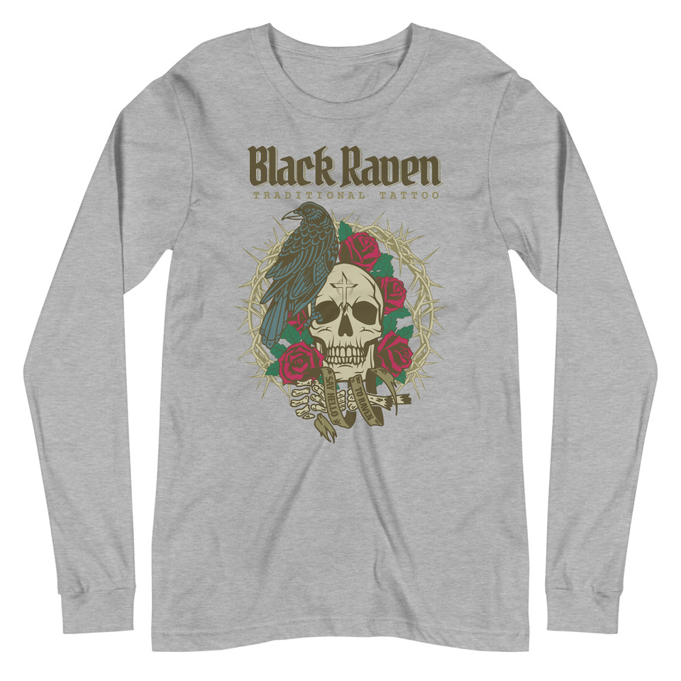 Black Raven Tattoo - Skull & Thorns Unisex Long Sleeve Tee