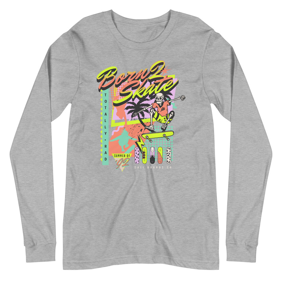 Born 2 Skate - Retro Skeleton Unisex Long Sleeve Tee