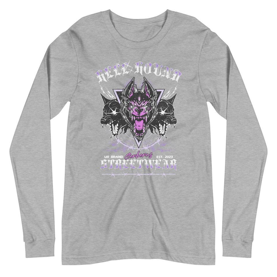 Cerberus Hell Hound Streetwear - Dark Aesthetic Unisex Long Sleeve Tee