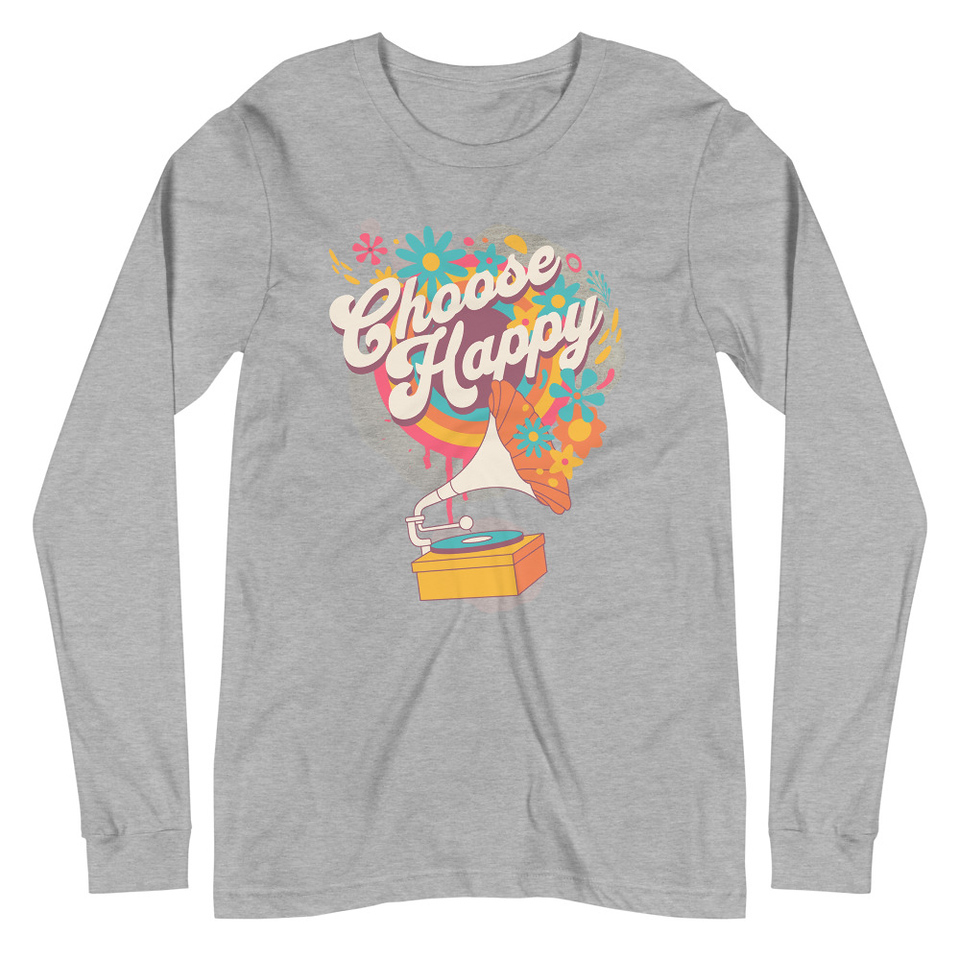 Choose Happy - Retro Music Unisex Long Sleeve Tee