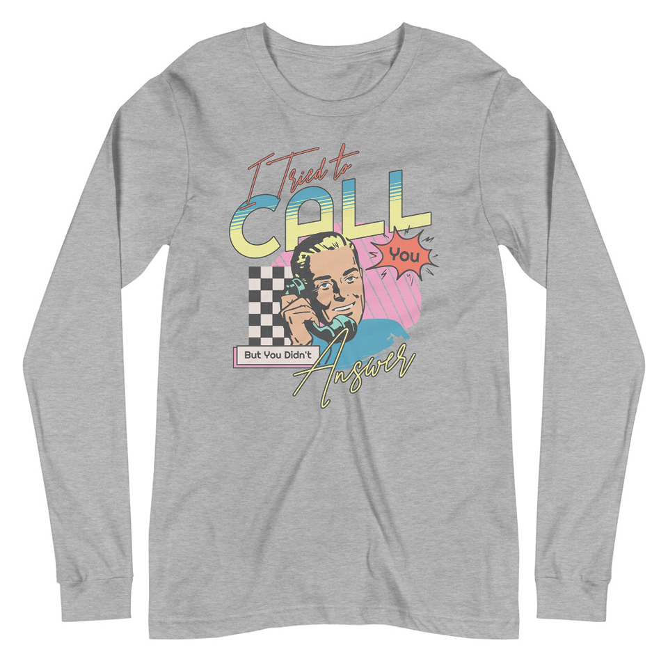 Classic Retro Illustrative Portrait Men Calling Unisex Long Sleeve Tee