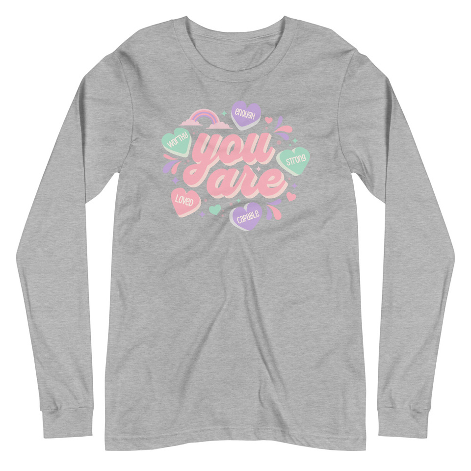 Colorful Self Love Affirmation - Heart Unisex Long Sleeve Tee