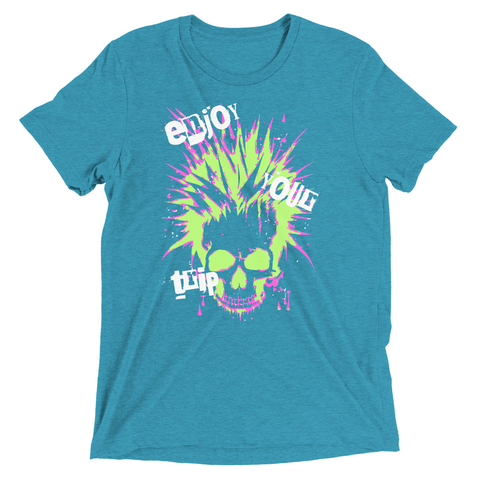 'Enjoy Your Trip' Punk Skull Unisex Tri-Blend T-Shirt