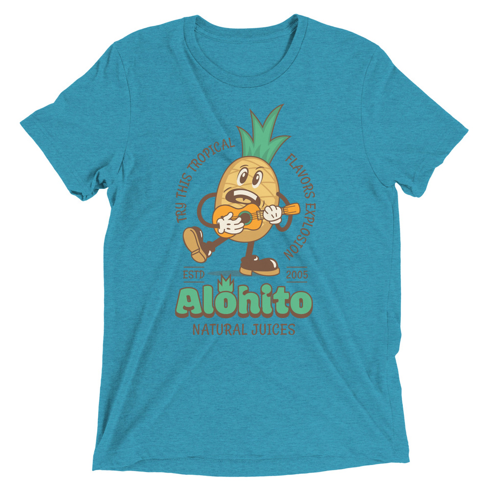 Alohito Natural Juices - Pineapple Mascot Unisex Tri-Blend T-Shirt