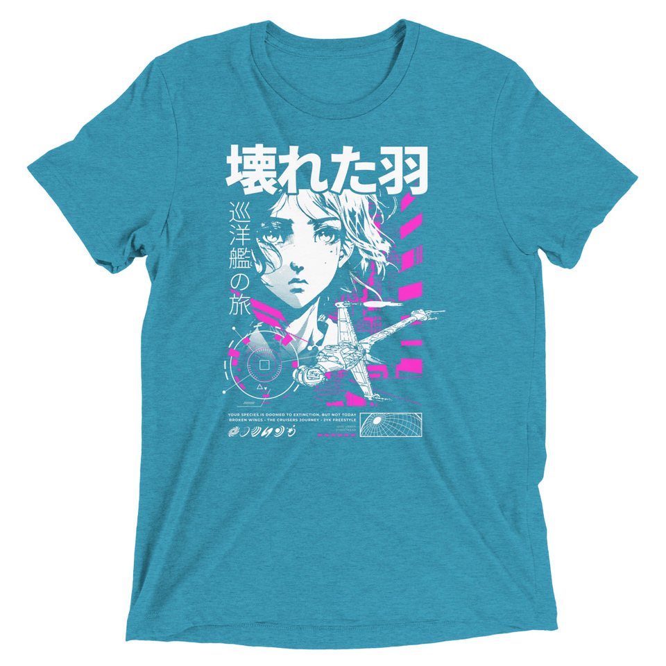 Anime Broken Wings - Neon Japanese Style Unisex Tri-Blend T-Shirt