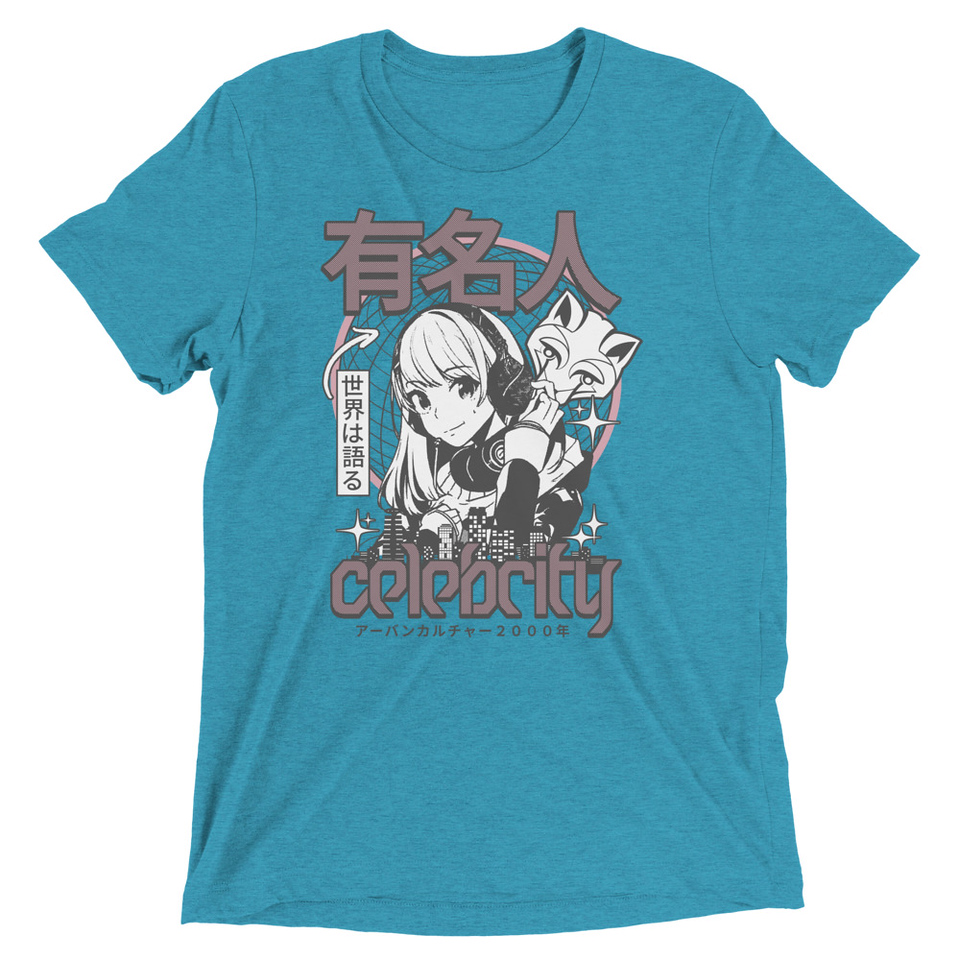 Anime Celebrity Girl - Japanese Cyber Streetwear Unisex Tri-Blend T-Shirt