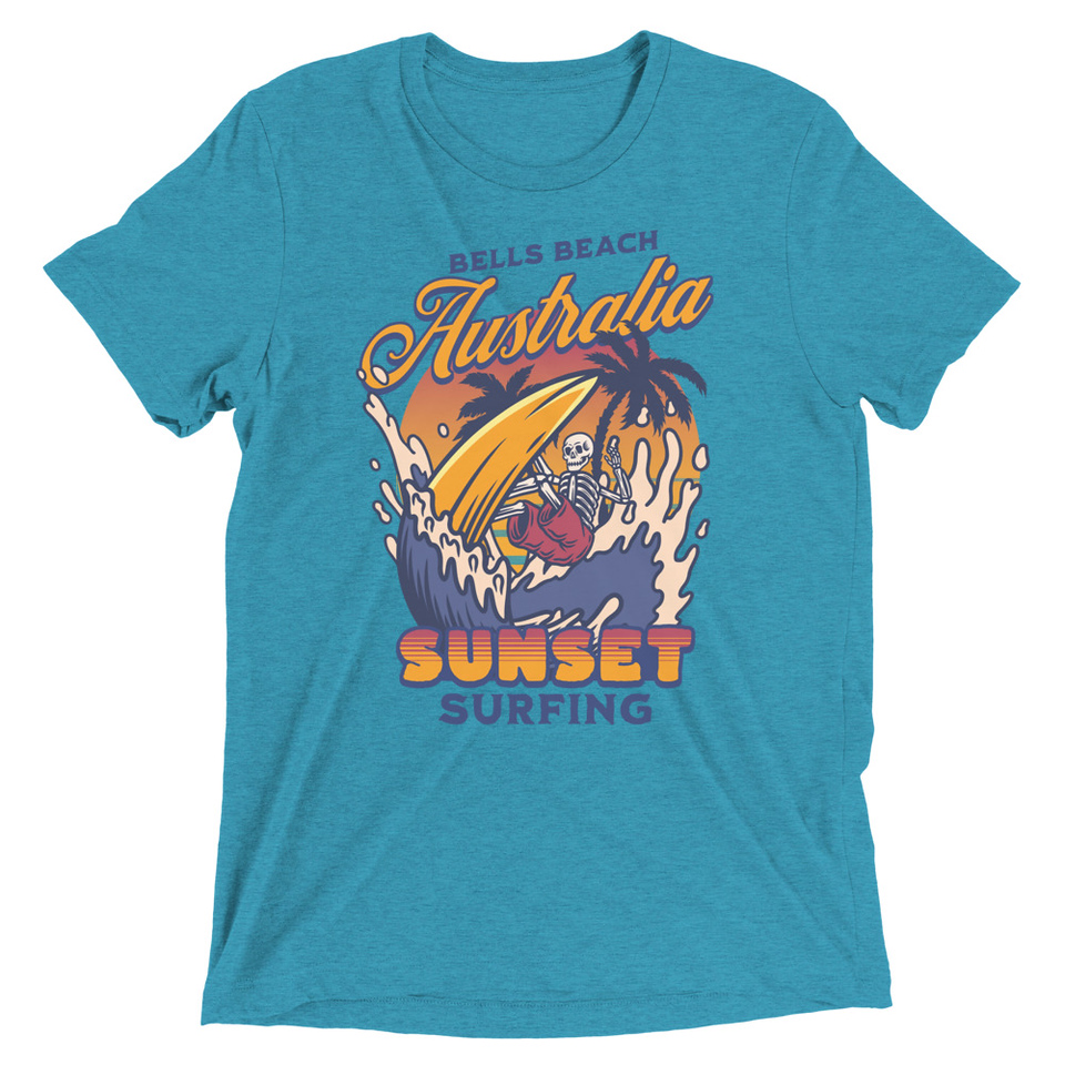 Bells Beach Australia Sunset Surfing Unisex Tri-Blend T-Shirt