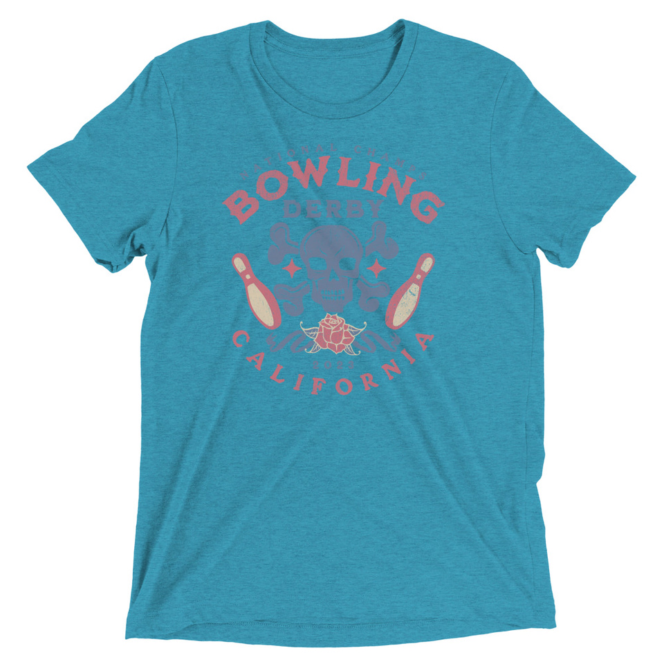 Bowling Derby Champs - Grunge Skull Unisex Tri-Blend T-Shirt
