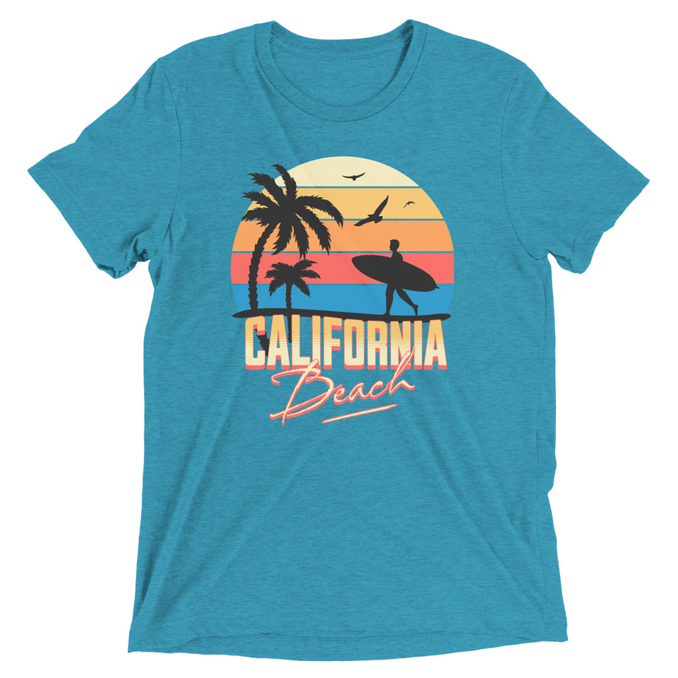 California Beach - Retro Surf Unisex Tri-Blend T-Shirt