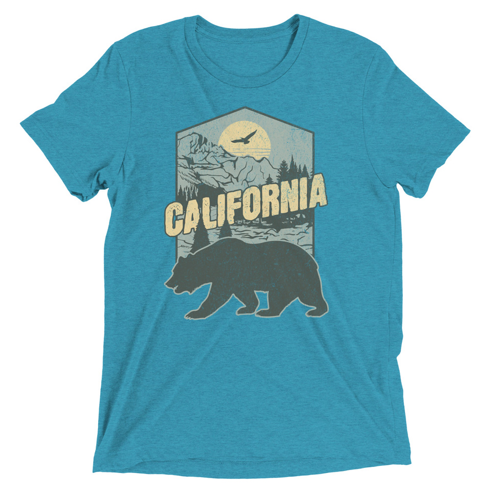 California Bear - Outdoors Wilderness Camping Hiking Unisex Tri-Blend T-Shirt