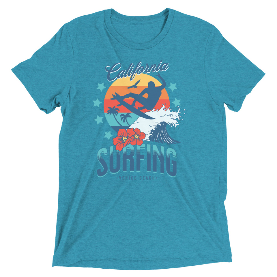 California Surfing - Palm Beach Unisex Tri-Blend T-Shirt