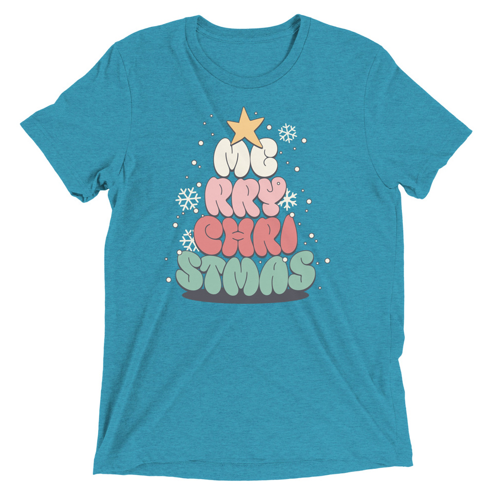 Cartoony Christmas Tree Unisex Tri-Blend T-Shirt