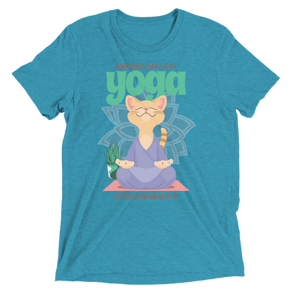Cat Yoga - Cute Meditation Unisex Tri-Blend T-Shirt