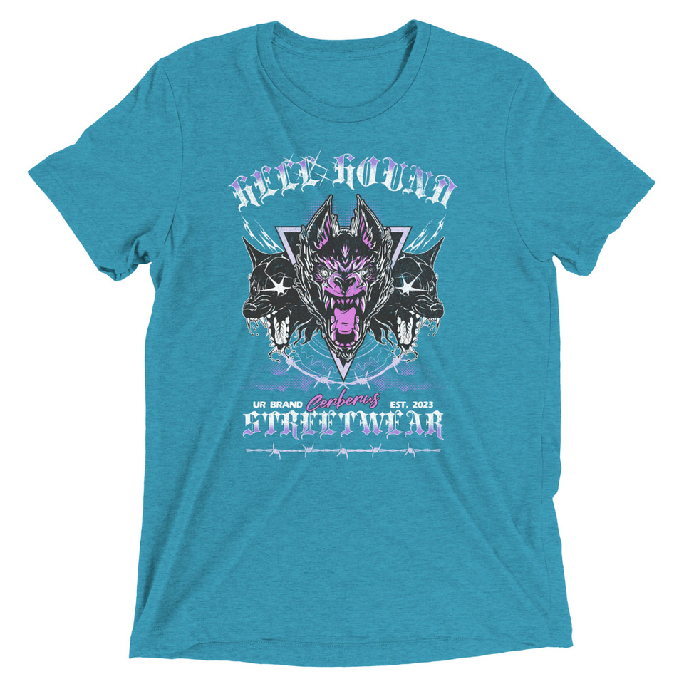 Cerberus Hell Hound Streetwear - Dark Aesthetic Unisex Tri-Blend T-Shirt