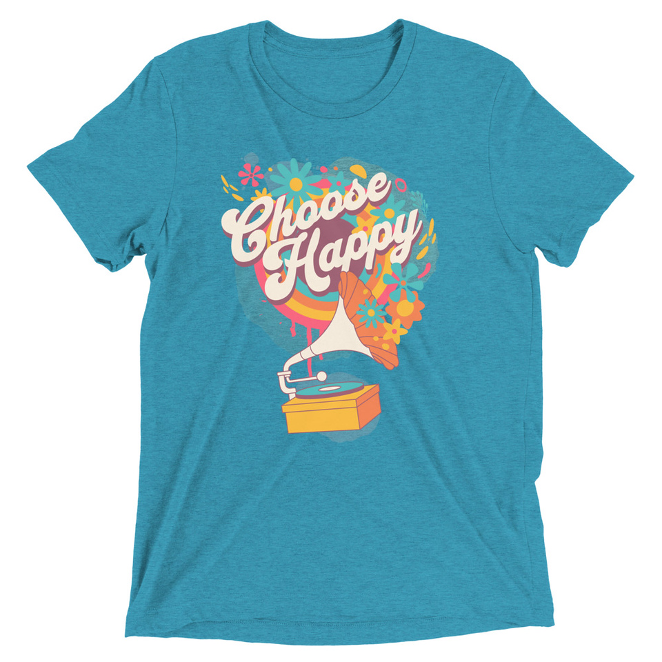 Choose Happy - Retro Music Unisex Tri-Blend T-Shirt