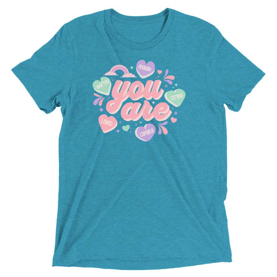 Colorful Self Love Affirmation - Heart Unisex Tri-Blend T-Shirt