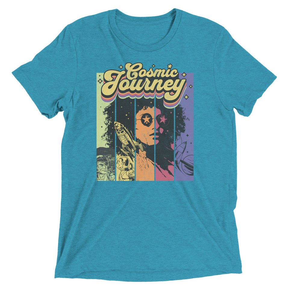 Cosmic Journey Rainbow Retro Unisex Tri-Blend T-Shirt