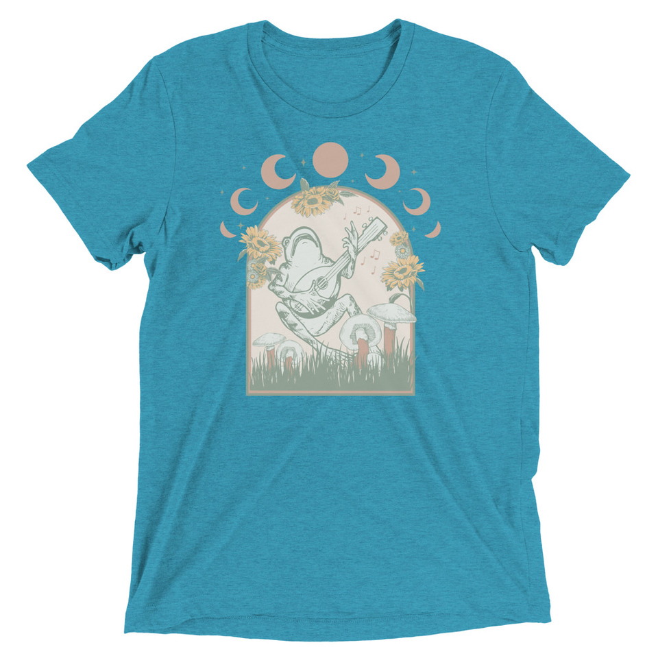 Cottagecore Frog Botanical Unisex Tri-Blend T-Shirt