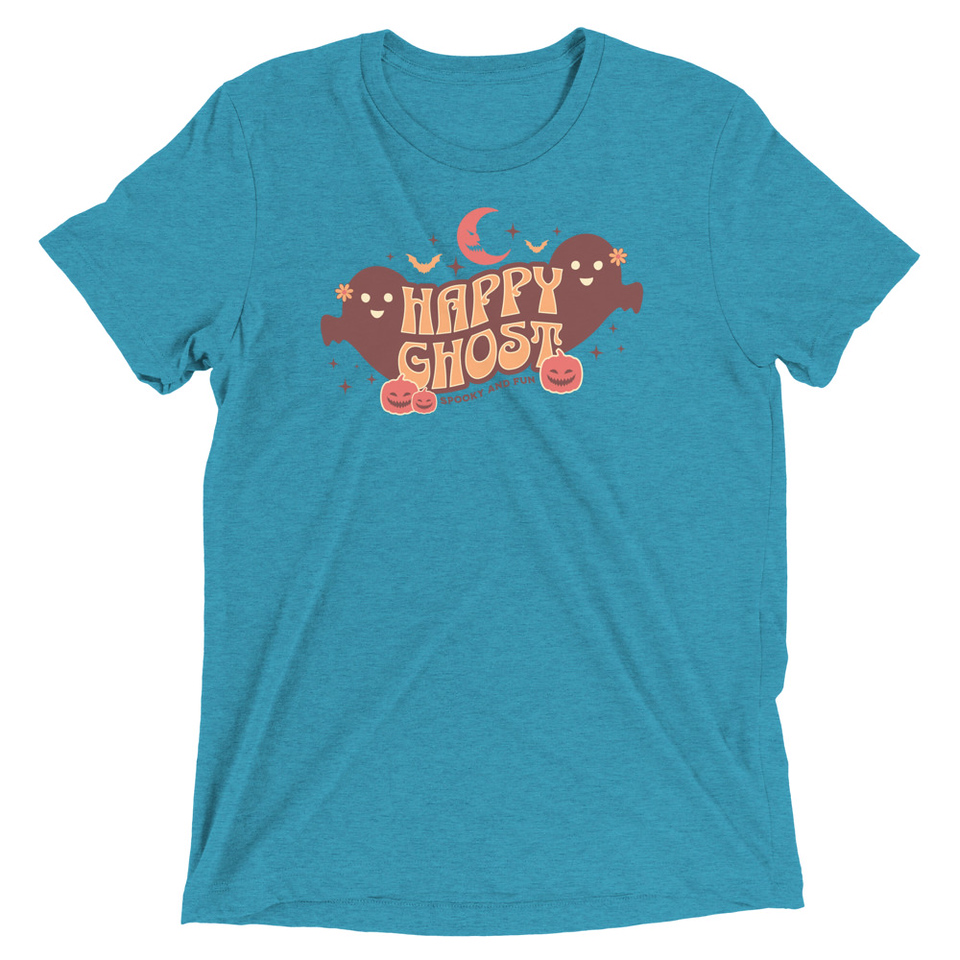 Cute Happy Ghost Unisex Tri-Blend T-Shirt